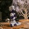 Halloween Yoga Mummy Ornament Scary Zombie Statue Resin Zen Purple Mummy Sculpture For Halloween Home Desktop Decor